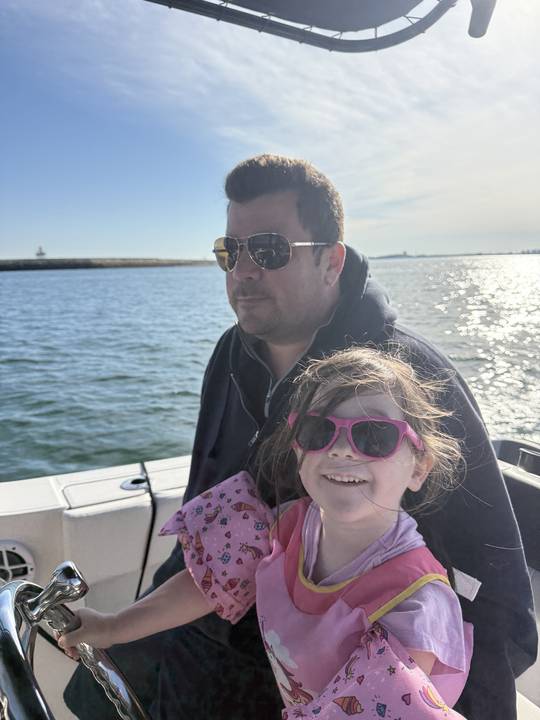Taking a turn at the wheel on the way out
